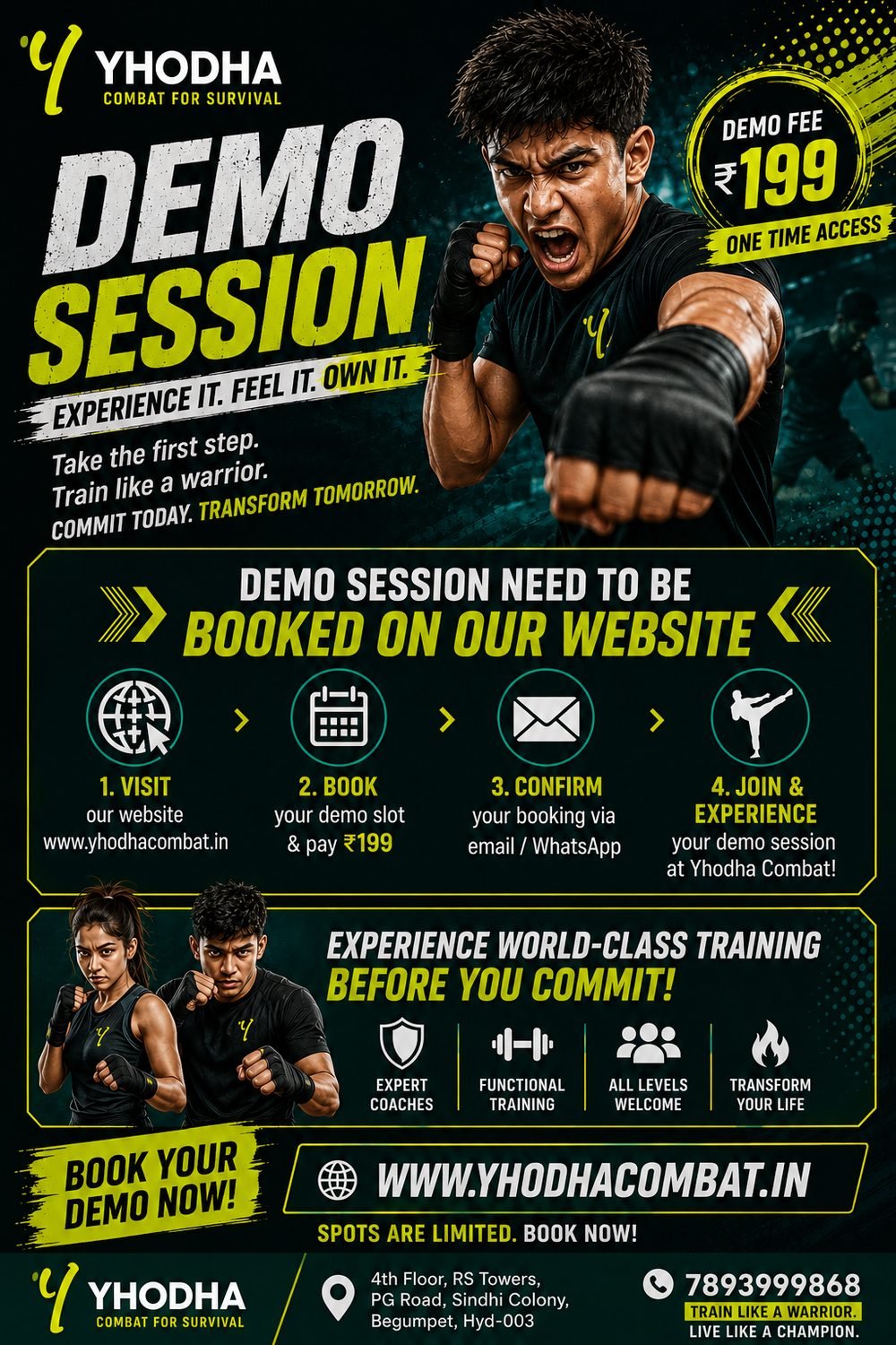 Yhodha Combat Demo Session ₹199 — book on website